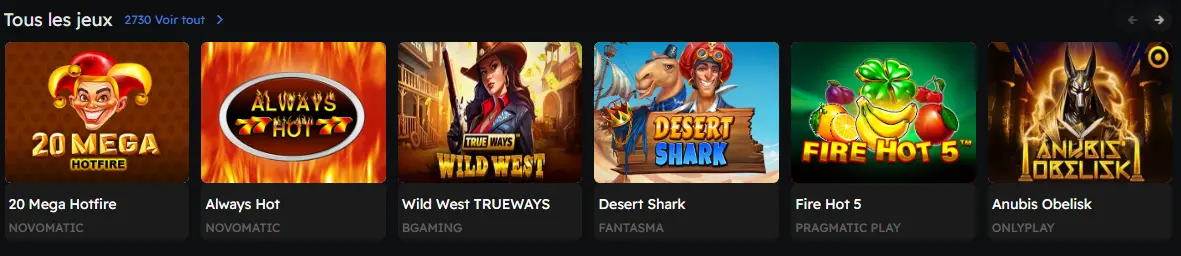 Sélection de nouveaux jeux de casino Betzino