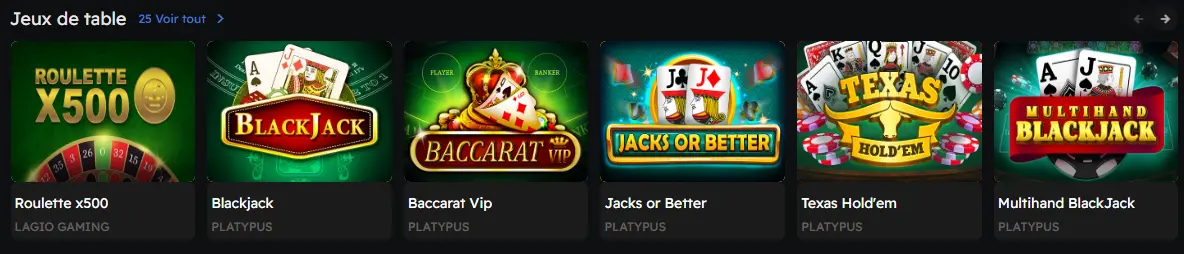 Sélection de jeux de table sur Betzino